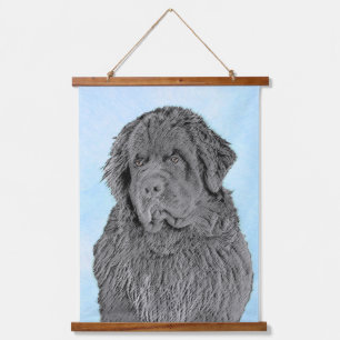 Neufundland Malerei - Niedliche Original Hunde Kun Wandteppich Mit Holzrahmen