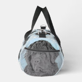Neufundland Malerei Schwarz Niedlich Original Hund Duffle Bag (Rechts)