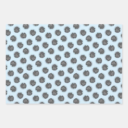 Neufundland Malerei Schwarz Niedlich Original Hund Geschenkpapier Set (Vorderseite)