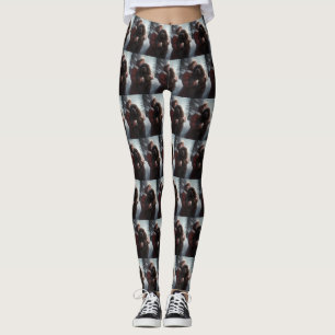 Neufundland mit Santa Claus Festliches Weihnachten Leggings