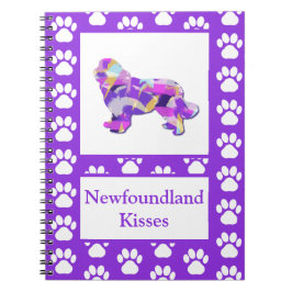 Neufundland Newfie Dog Silhouette Paw Lila PY&B Notizblock