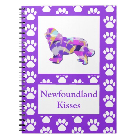 Neufundland Newfie Dog Silhouette Paw Lila PY&B Notizblock (Vorderseite)