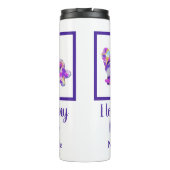 Neufundland / Newfie Hund Silhouette Lila PY&B Thermosbecher (Rückseite)