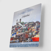 Neufundland, Panoramastadt scapem Quadratische Wanduhr (Winkel)