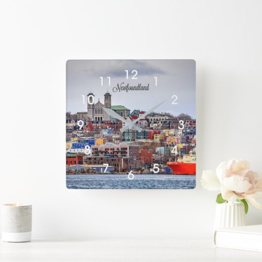 Neufundland, Panoramastadt scapem Quadratische Wanduhr (Zuhause)