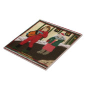 Neufundland-Pantomimenspieler, die heraus Fliese (Seite)