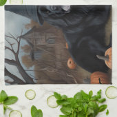 Neufundland Pumpkins Halloween Beängstigend Geschirrtuch (Gefaltet)