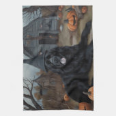 Neufundland Pumpkins Halloween Beängstigend Geschirrtuch (Vertikal)