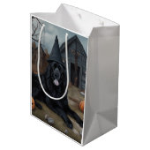 Neufundland Pumpkins Halloween Beängstigend Mittlere Geschenktüte (Rückseite Schrägansicht)