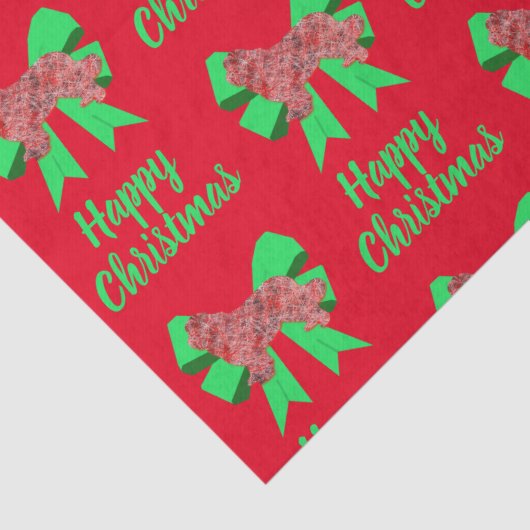 Neufundland Red Christmas Dow & Green Bow Seidenpapier (Detail)