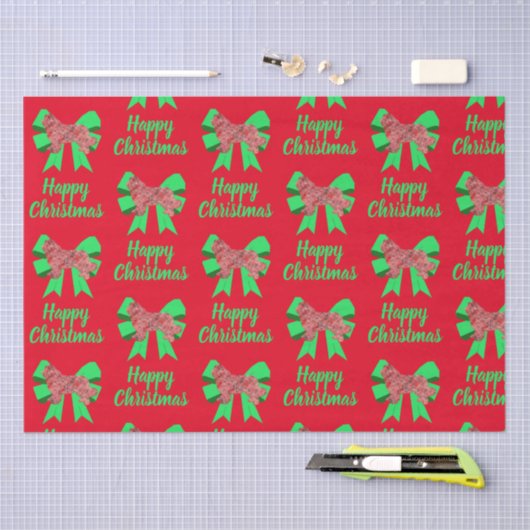 Neufundland Red Christmas Dow & Green Bow Seidenpapier (Handwerk)