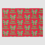 Neufundland Red Christmas Dow & Green Bow Seidenpapier<br><div class="desc">Neufundland Silhouette Hund rotes Weihnachtspapier abstraktes Muster und grüner Bogen. Ersetzen Sie das glückliche Weihnachten durch alles,  was Sie mögen.</div>