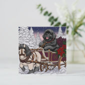 Neufundland Santa Sleigh Feiertagskarte (Stehend Vorderseite)