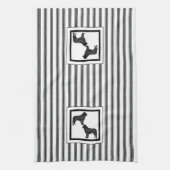 Neufundland Schwarz auf schwarz-weißem Streifen Geschirrtuch (Vertikal)