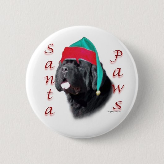Neufundland (schwarz) Santa Paws Button (Vorderseite)