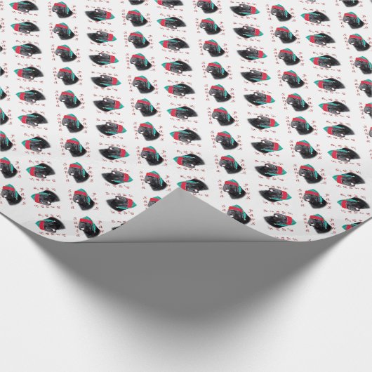Neufundland (schwarz) Santa Paws Geschenkpapier (Ecke)