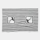 Neufundland Schwarz und Landseer am Streifen Geschirrtuch (Horizontal)