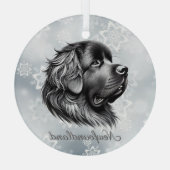 Neufundland Schwarz und Silberglas Ornament Aus Glas (Rückseite)