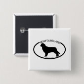 Neufundland-Silhouette-Schwarz-Knopf Button (Vorne & Hinten)