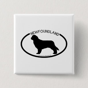 Neufundland-Silhouette-Schwarz-Knopf Button