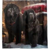 Neufundland Snowy Sleigh Weihnachtsdekor Duschvorhang (Vorderseite)