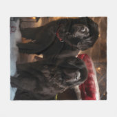 Neufundland Snowy Sleigh Weihnachtsdekor Fleecedecke (Vorderseite (Horizontal))