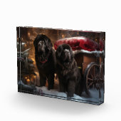 Neufundland Snowy Sleigh Weihnachtsdekor Fotoblock (Rechts)