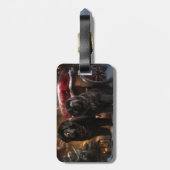 Neufundland Snowy Sleigh Weihnachtsdekor Gepäckanhänger (Rückseite vertikal)