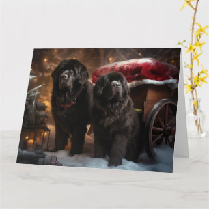 Neufundland Snowy Sleigh Weihnachtsdekor Karte