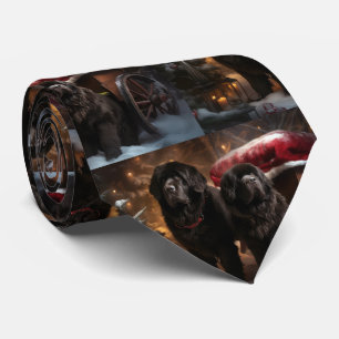 Neufundland Snowy Sleigh Weihnachtsdekor Krawatte