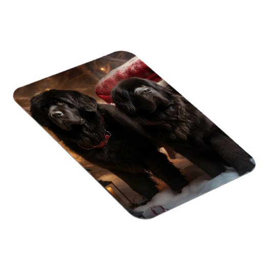 Neufundland Snowy Sleigh Weihnachtsdekor Magnet (Rechte Seite)