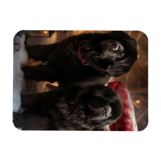 Neufundland Snowy Sleigh Weihnachtsdekor Magnet (Horizontal)