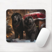 Neufundland Snowy Sleigh Weihnachtsdekor Mousepad (Mit Mouse)