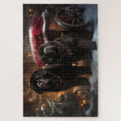 Neufundland Snowy Sleigh Weihnachtsdekor Puzzle (Vertikal)