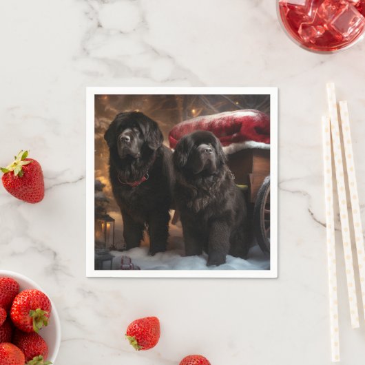 Neufundland Snowy Sleigh Weihnachtsdekor Serviette (Beispiel)