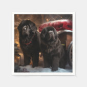 Neufundland Snowy Sleigh Weihnachtsdekor Serviette (Vorderseite)