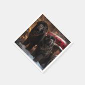 Neufundland Snowy Sleigh Weihnachtsdekor Serviette (Ecke)