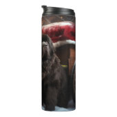 Neufundland Snowy Sleigh Weihnachtsdekor Thermosbecher (Nach rechts gedreht)