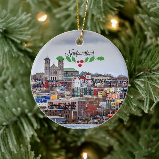 Neufundland, Stadtlandschaft mit Weihnachtsheilig Keramik Ornament (Baum)