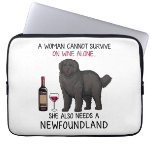 Neufundland und Wein Funny Dog Laptopschutzhülle