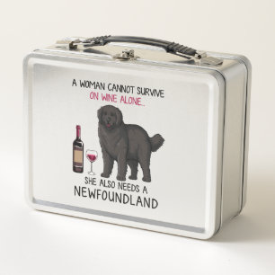 Neufundland und Wein Funny Dog Metall Brotdose