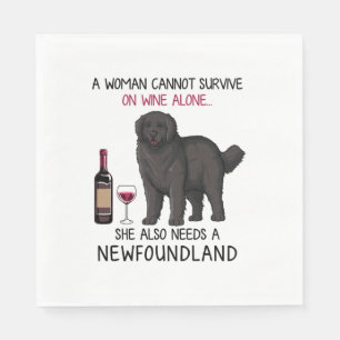 Neufundland und Wein Funny Dog Serviette