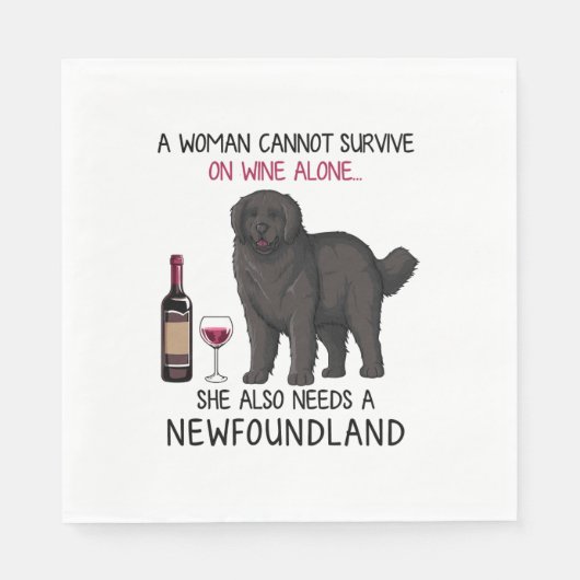 Neufundland und Wein Funny Dog Serviette (Vorderseite)
