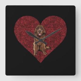 Neufundland-Valentinstag | Hunde-Liebe Quadratische Wanduhr