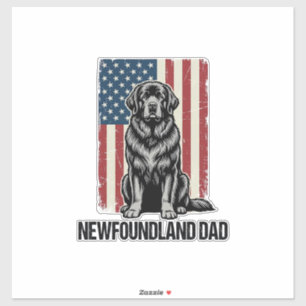 Neufundland-Vater Patriotischer Hund Vintage Aufkleber