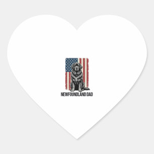 Neufundland-Vater Patriotischer Hund Vintage Herz-Aufkleber