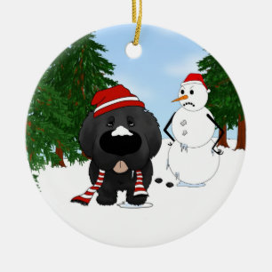 Neufundland-Weihnachten Keramikornament