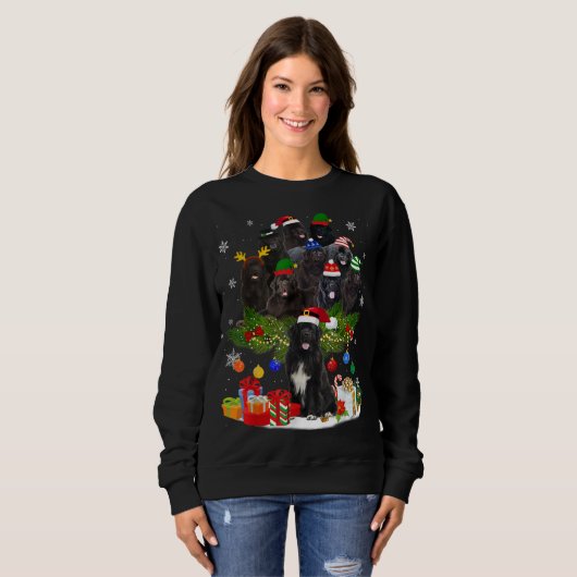 Neufundland Weihnachtsbaum Lichter Funny Dog Xmas Sweatshirt (Vorne ganz)