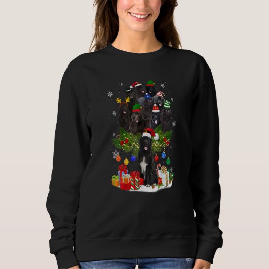 Neufundland Weihnachtsbaum Lichter Funny Dog Xmas Sweatshirt (Vorderseite)