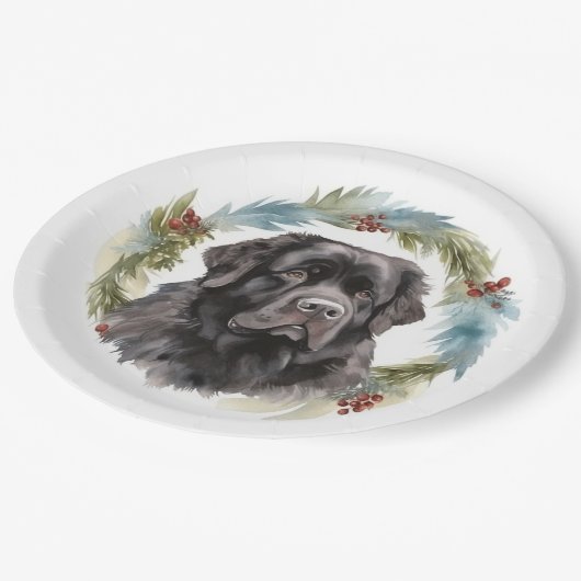 Neufundland Weihnachtsmann Festliche Jungfrau Pappteller (Schrägansicht)